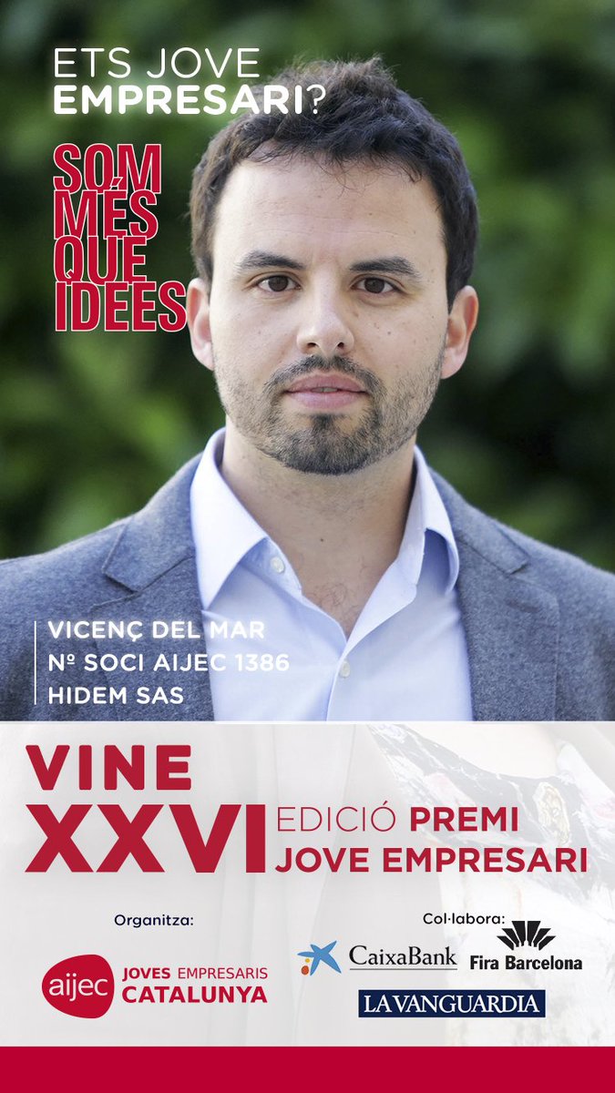 AIJEC's tweet photo. En Vicenç del Mar de #Hidem-SAS ha estat un dels darrers socis en sortir a #LaVanguardia #SomMésQueIdees #PremiJoveEmpresari https://t.co/5m5noVYFS1