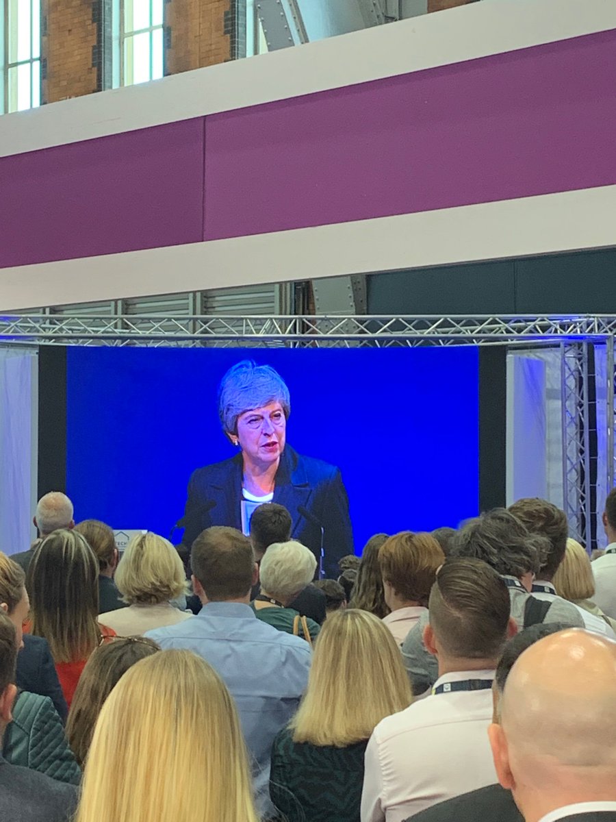 Housing_Simon's tweet photo. Theresa May speaking at #CIHHousing2019 about changes to come - including legislation to abolish S.21 “no fault” possession ground later this year... #wardhadaway #socialhousing https://t.co/epUNqYo0y1