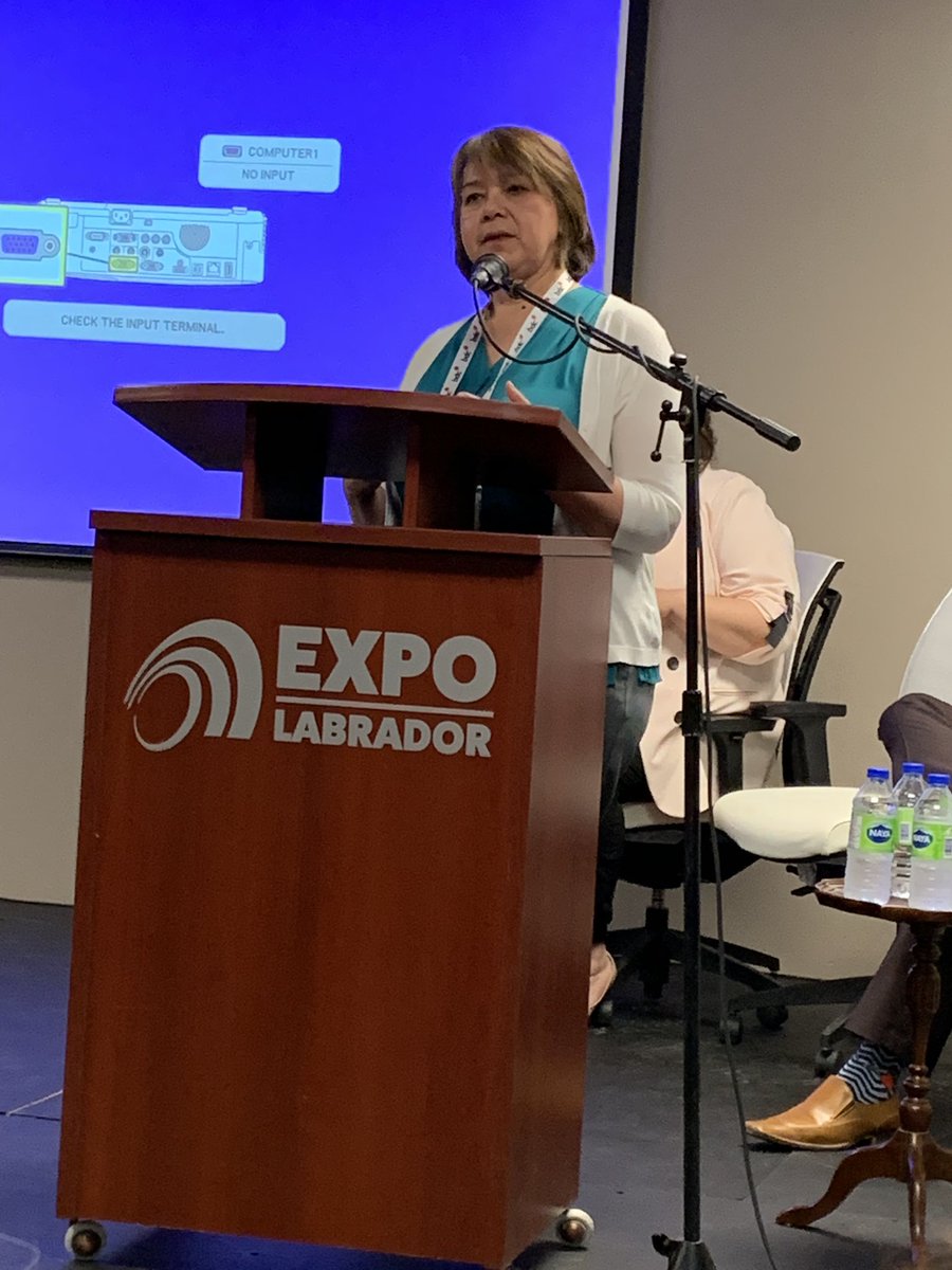 cschiasson's tweet photo. The final speaker on the Indigenous Business panel is @NunatsiavutGC Vice President of Corporate Development, Sarah Leo discussing the importance of diversity in their business  #Indigenousbusiness #expo2019 https://t.co/mxLGR5NOv8