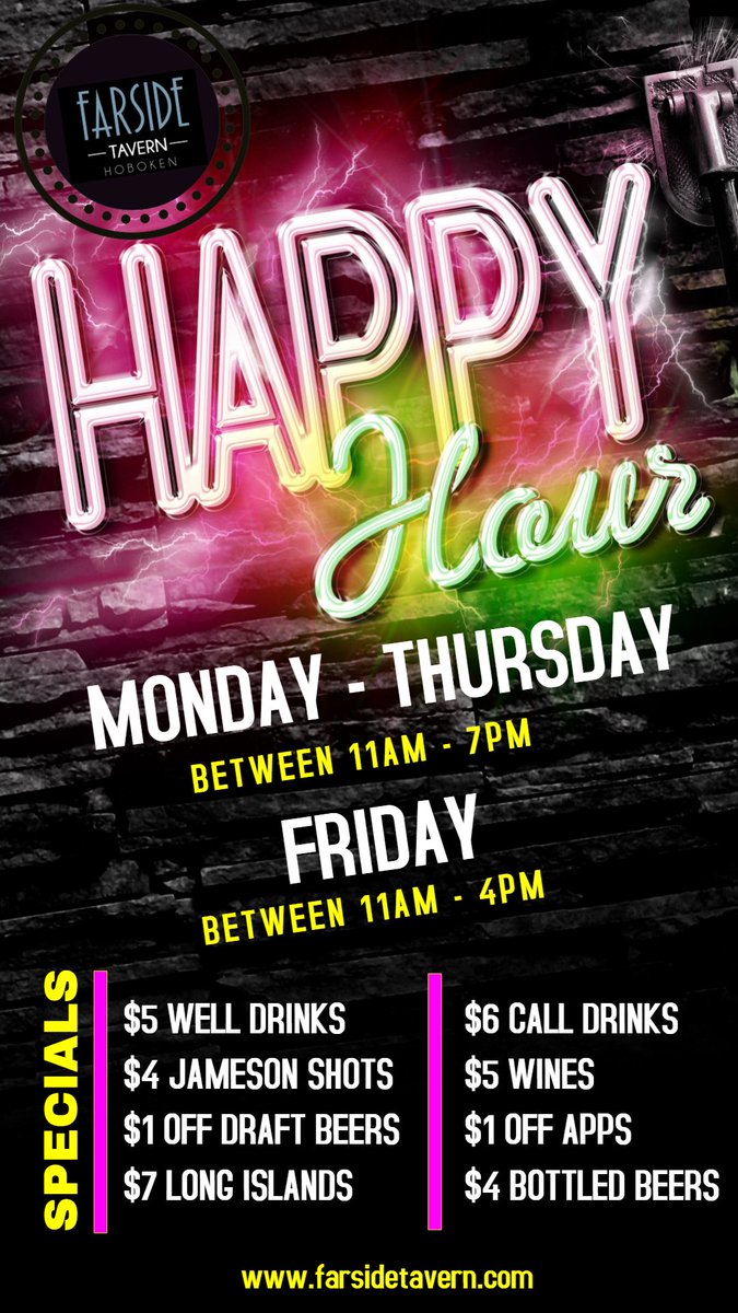 FarsideTavern's tweet photo. Best Happy Hour in Town!!!! 
Come enjoy the day @FARSIDETAVERN from 11AM to 7PM. 
We have board games, GIANT UNO, video games, trivia, darts &amp; an outdoor back patio. https://t.co/cAXtXSJYb9
