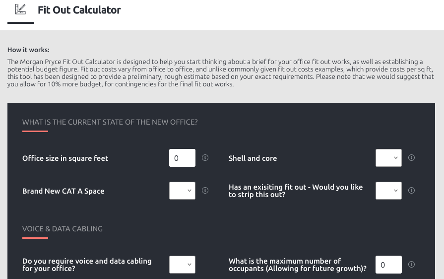 MorganPryce's tweet photo. Are you planning your office fit out? Why not use our Fit Out Calculator? It's the perfect tool to help plan the brief and establish a potential budget figure. Use the calculator: https://t.co/sI3pX08jcd https://t.co/F0k00it79p