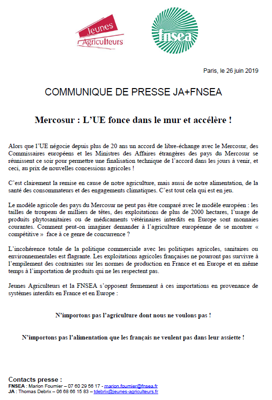 JeunesAgri's tweet photo. [#CP] Conclusion surprise ce soir pour le #mercosur : à quoi bon demander en 🇫🇷 et en 🇪🇺une montée en gamme en termes de qualité et de respect de l'environnement, si c’est pour importer des produits contraires à cet effort ?
➡️ https://t.co/YuZrGXYgWg https://t.co/xdv3vthXYy