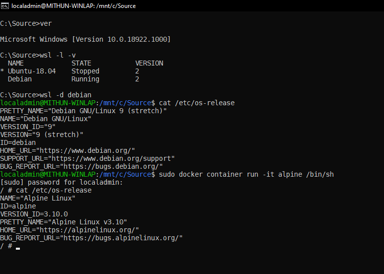 MithunShanbhag's tweet image. Running #AlpineLinux
On #Docker
On #DebianLinux
On #WSL2
On #Windows10
On #MacBookAir
What a time to be alive 😀
My own OS turducken!