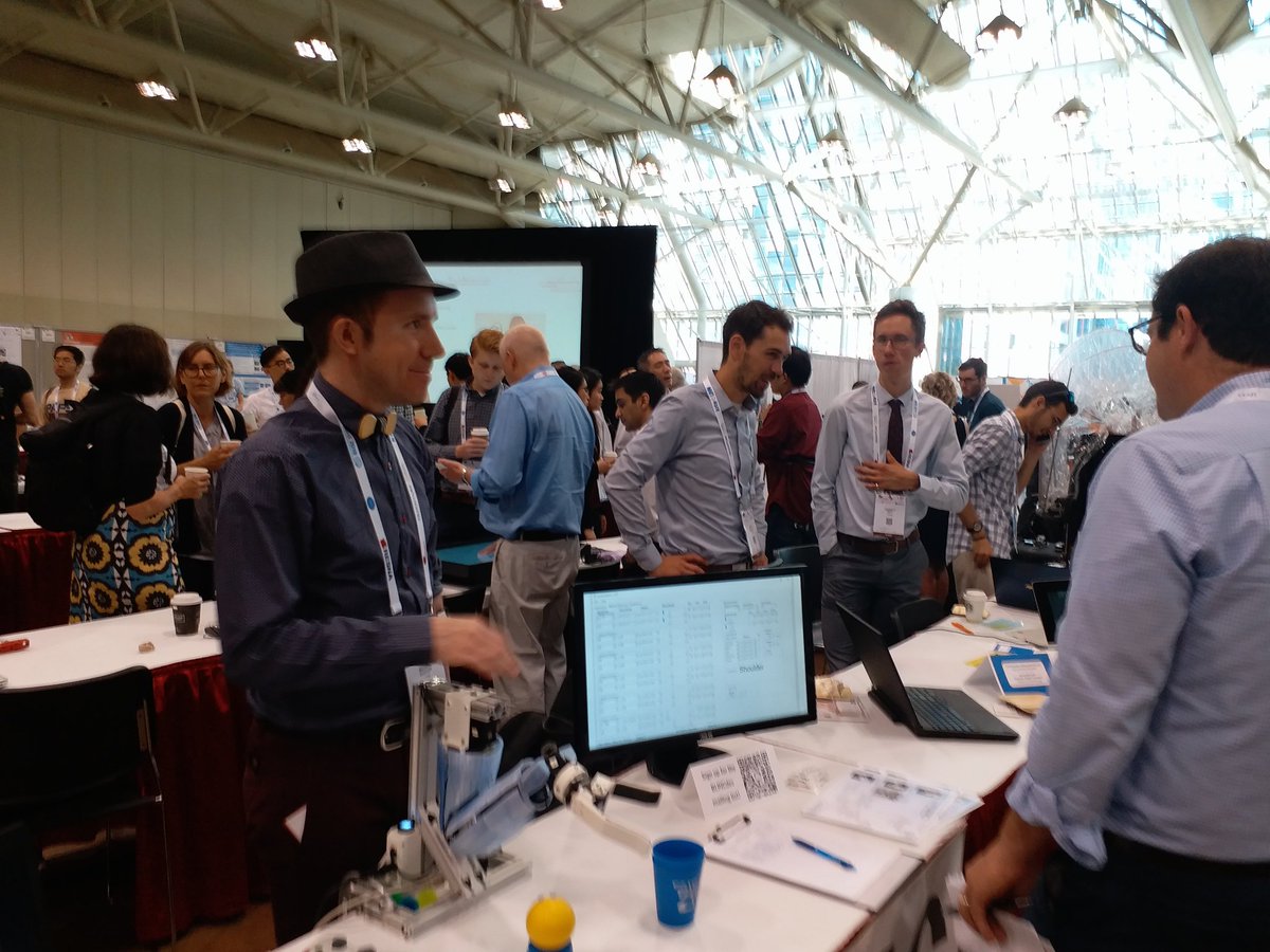 awshehata's tweet photo. Come visit our booth at RESNA showcase #RehabWeek2019 @RehabWeekOrg. Rory Dawson from the #BLINClab is showing a multiDoF prosthetic arm! @PatrickPilarski https://t.co/cNxeR70nGw