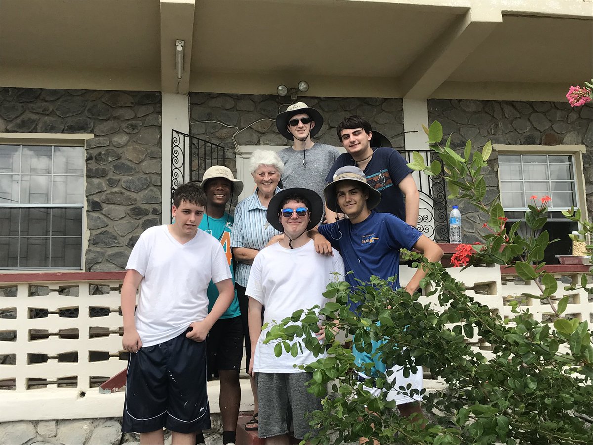 lschs's tweet photo. Our Explorers refurbishing the pews and the front entrance at Our Lady of the Assumption, Dierre Morne, St. Lucia #LSCHSsummerofservice https://t.co/jOdHt8uiYb