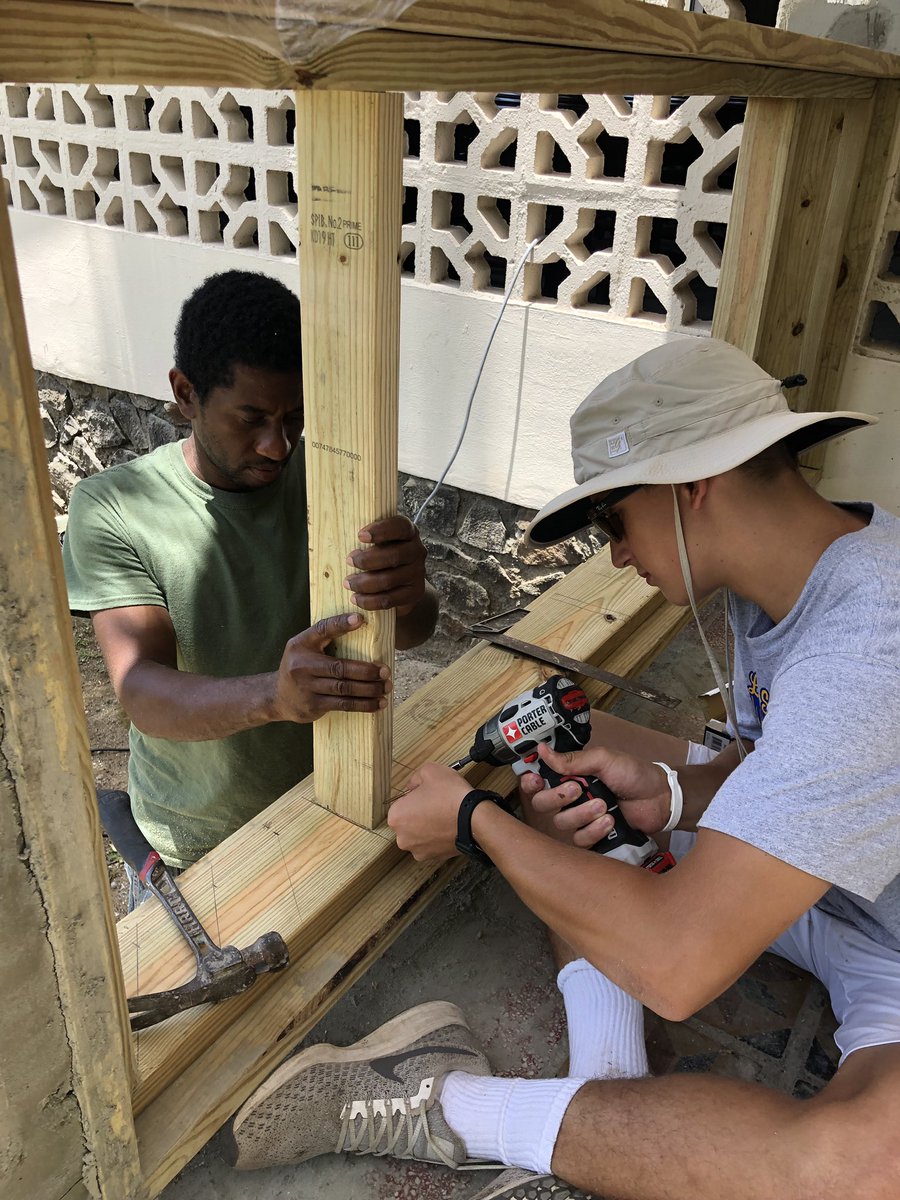 lschs's tweet photo. Our Explorers refurbishing the pews and the front entrance at Our Lady of the Assumption, Dierre Morne, St. Lucia #LSCHSsummerofservice https://t.co/jOdHt8uiYb