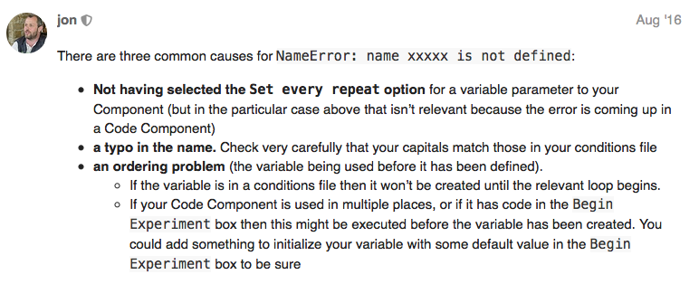 katie_riddoch's tweet image. To Jon: I don&apos;t know who you are... or what your background is... but what I do know is that you have saved my beans and I love you. #psychopy #psychopyhelp #NameError #phdlife