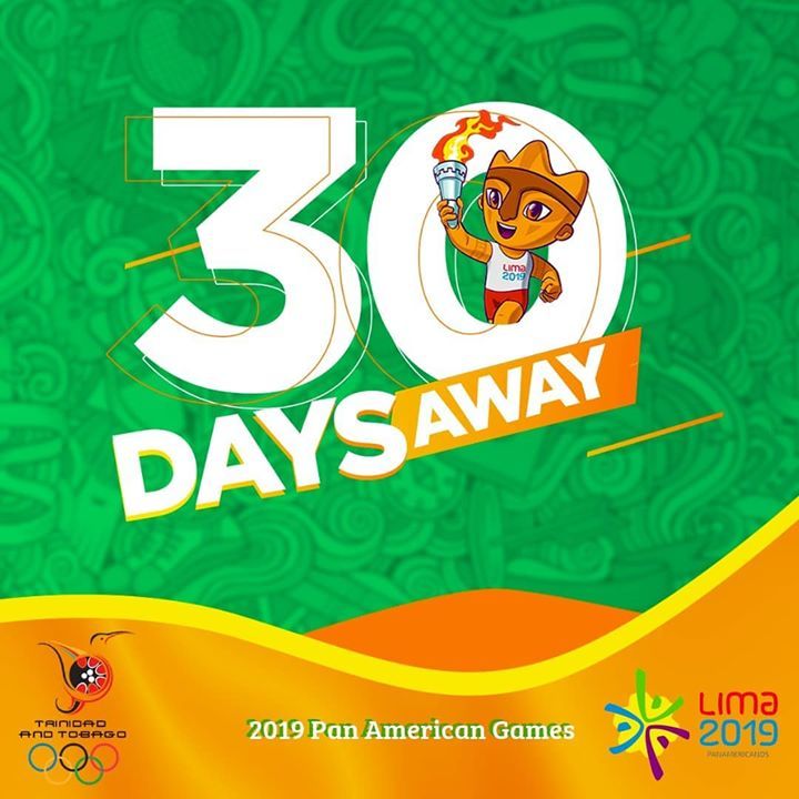 TTOlympic's tweet photo. The countdown 🕑 to the 2019 Pan American Games are on! 😎
Today marks 30 days to #Lima2019.
With over 6,000 athletes from 41 countries and delegation's from the americas Trinidad and Tobago 🇹🇹 is getting ready to compete so lets show out support !!! 🗣Lima here we come!
#10Go… https://t.co/0rQpdIkgsT