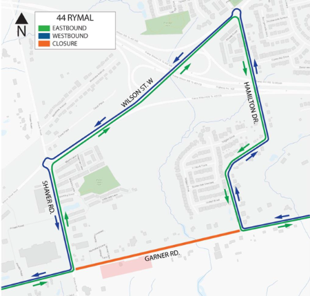 hsr's tweet photo. Reminder: #HSR44 is now on detour in both directions until August 30 (weather permitting) on a section of Garner Road due to construction. Details: https://t.co/BFfKBz9M2r https://t.co/8WlrStApZX