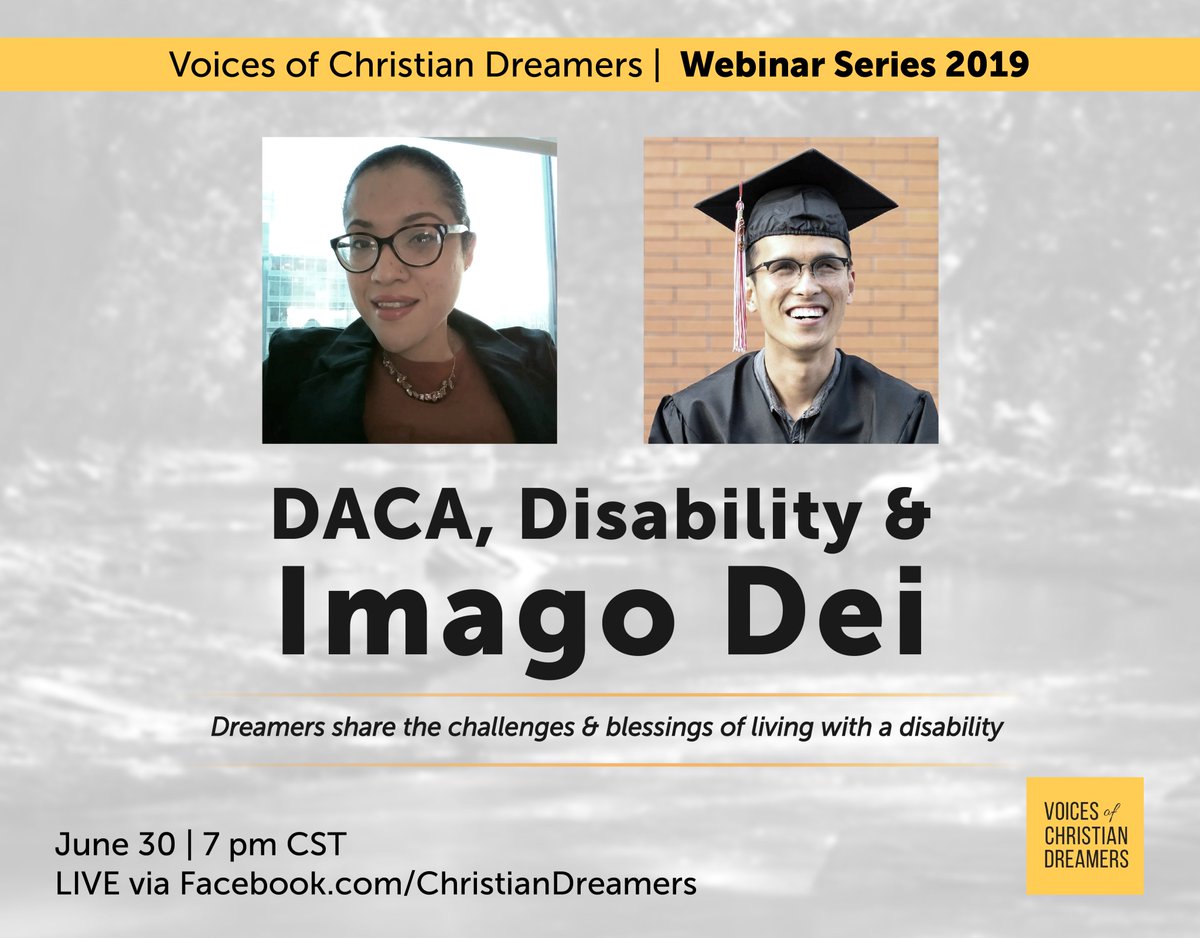gnodzil's tweet photo. Living the undocu/DACAmented immigrant life is not easy, it’s even harder w a disability. But Scheri &amp; David- one is visually impaired &amp; the other in a wheelchair- say that having a disability is also a blessing. Curious? 

Tune in Sunday 6/30: https://t.co/T43uILm9Q5 #VCDwebinar https://t.co/tUF4b83TNK