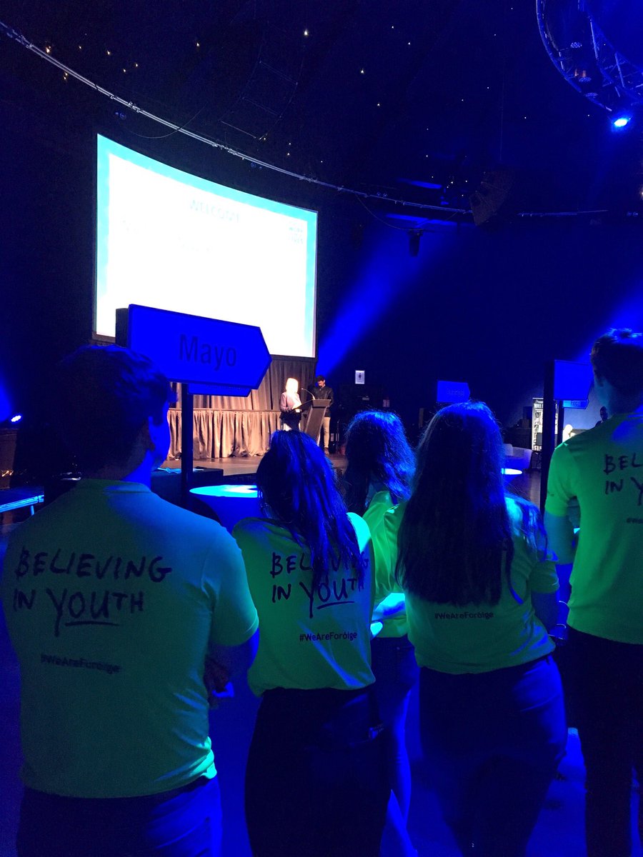“We must invest in the importance of young people’s present, as well as their future” Young People from Foróige in Mayo listening to <a href="/NYCI/">NYCI</a>’s Mary Cunningham at #YouthWorkChangesLives National Showcase