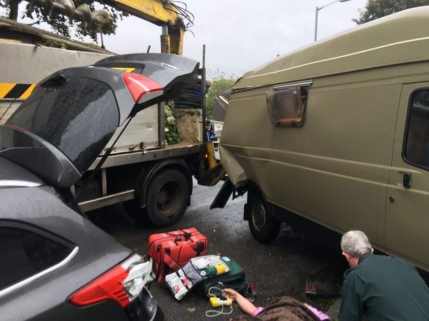 Guide dog user Kay Kitto suffered severe injuries when she was crushed between her car and a van which had been hit by the free-swinging arm of a crane lorry. Police called it "a death trap", among the worst their examiner had ever seen. The driver received a suspended sentence.