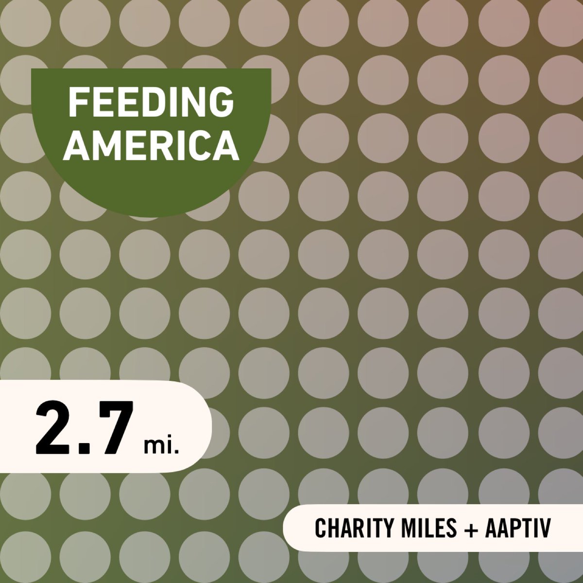CorianneB's tweet photo. 2.7 @CharityMiles for @FeedingAmerica. Thx @Aaptiv for sponsoring me! https://t.co/PQhYu4yCQ8