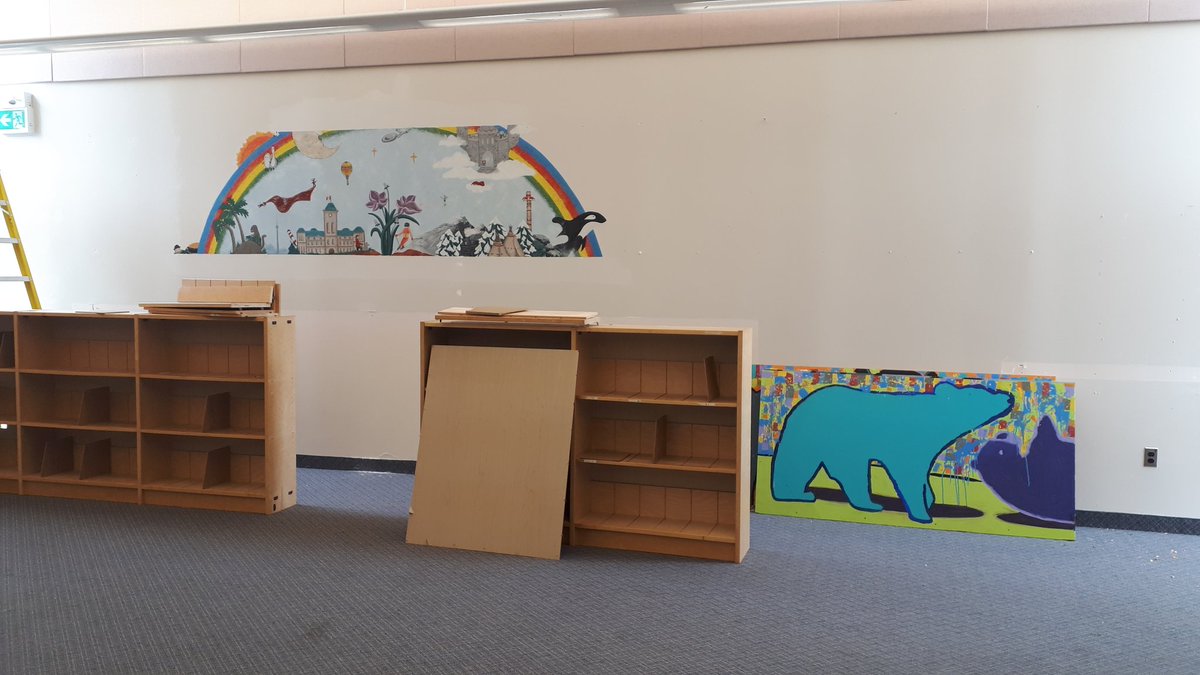 TessCurtisJB's tweet photo. Big changes happening in the John Black Learning Commons #renos #muralumdermural https://t.co/KvMrs4nXrP