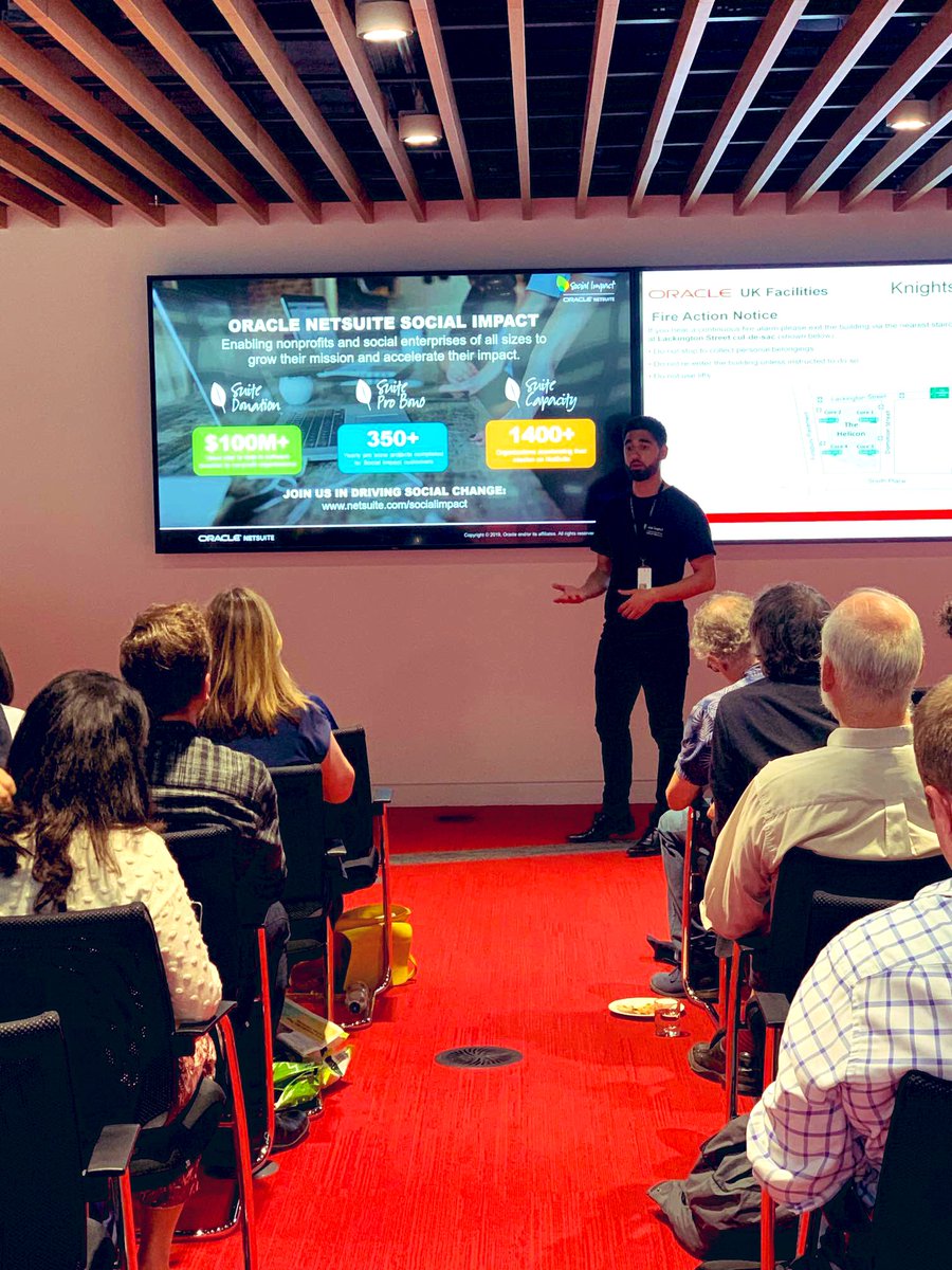 NS_SocialImpact's tweet photo. Thanks @net2london for joining us @Oracle @NetSuiteEMEA #London Hub to discuss digital transformation in the #charity sector! Our own Stefan Perez highlighting @NetSuite #SocialImpact w/ #netsquared #tech colleagues! https://t.co/M6GRKTv9pM