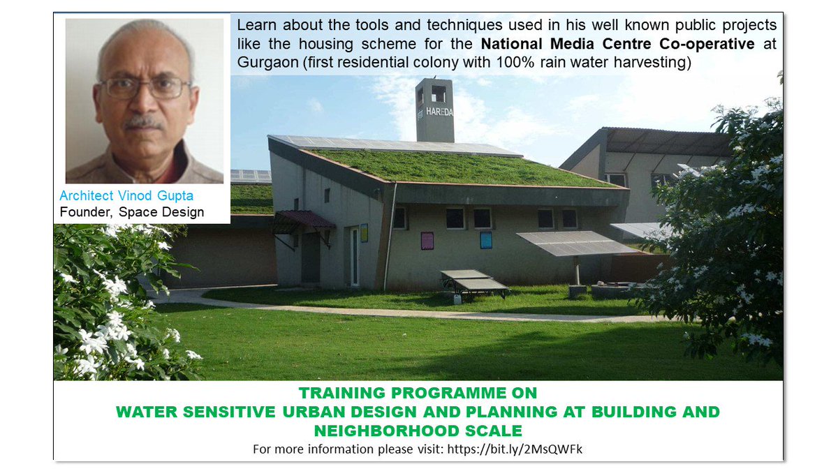 Learn about the #tools and #techniques used in #Architect Vinod Gupta's  well known #publicprojects (first #residential colony with 100% #RWH) #WSUDP #greenarchitecture #Water #Sustainable #greenbuilding  @school_waterCSE Join: cseindia.org/training-progr…
