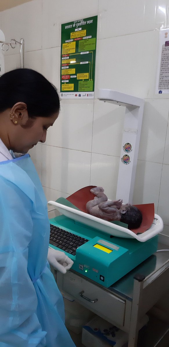 DeerghaG's tweet image. Labour Room Incharge Ms. Niru Sharma (Gogunda, Udaipur) capturing weight of new born using #DigitalWeighingMachine #DWM #RajPusht @IPEGlobal