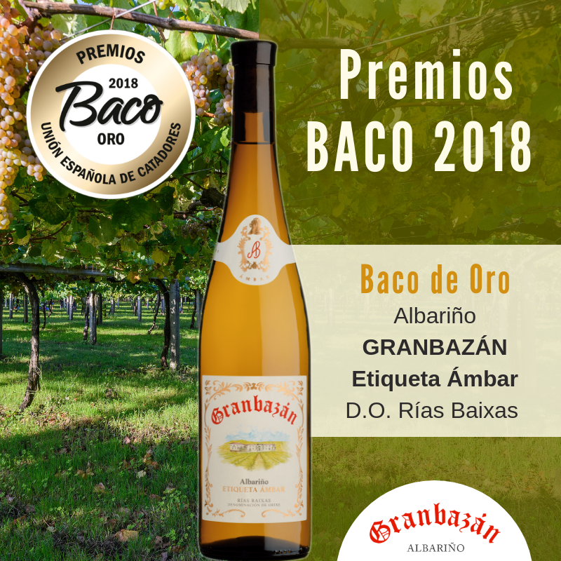 bodegagranbazan's tweet photo. ¡Queremos compartir con vosotros una gran noticia! Nuestro albariño, #GRANBAZÁN Etiqueta Ámbar ha vuelto a ser premiado Baco de Oro en los Premios BACO cosecha 2018. ¡Muchas gracias a la @UECatadores por hacer posible este reconocimiento 👏! 👉https://t.co/R2Nq6pLpnX #bacodeoro https://t.co/53TfMTBjGo