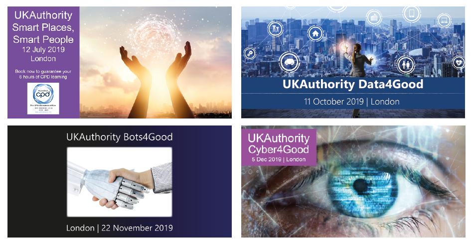 UKAuthority's tweet photo. Join us @UKAuthority events - free to the public sector with CPD learning. Coming up soon #SmartPlaces #Data4Good #AI &amp; #Bots4Good  #Cyber4Good 
Register here: 
https://t.co/yW9sWsCQT3
Speaker and partner requests to @helenolsen https://t.co/XggosN1VFK
