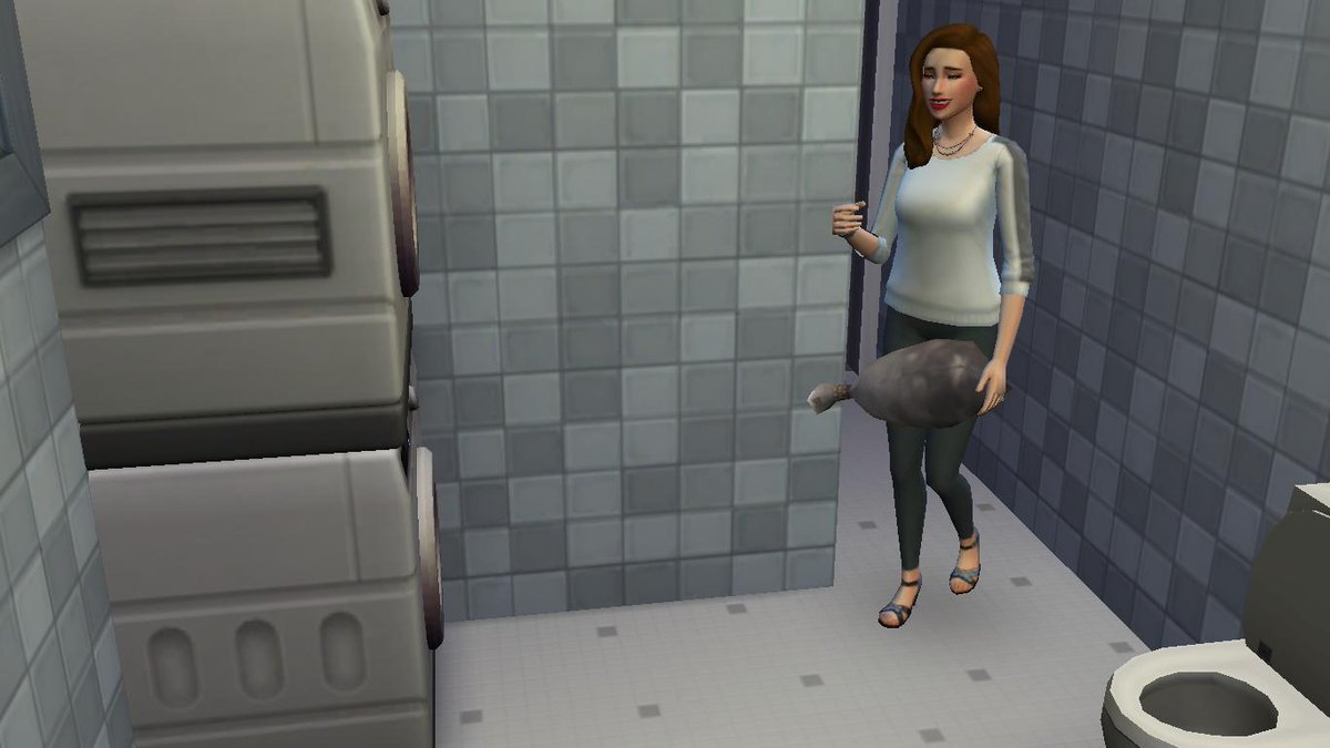 SamiTheSquirrel's tweet photo. @SimGuruNick Hello! It seems the patch didn't fix the laundry-carrying bug (for me, at least), and my sims refuse to sit in this chair to eat? They will stand unless I direct them to sit on the couch, but they will NOT sit in the chairs. No problems sitting when not eating. 🤷‍♀️ https://t.co/nFe9Eu9JeC