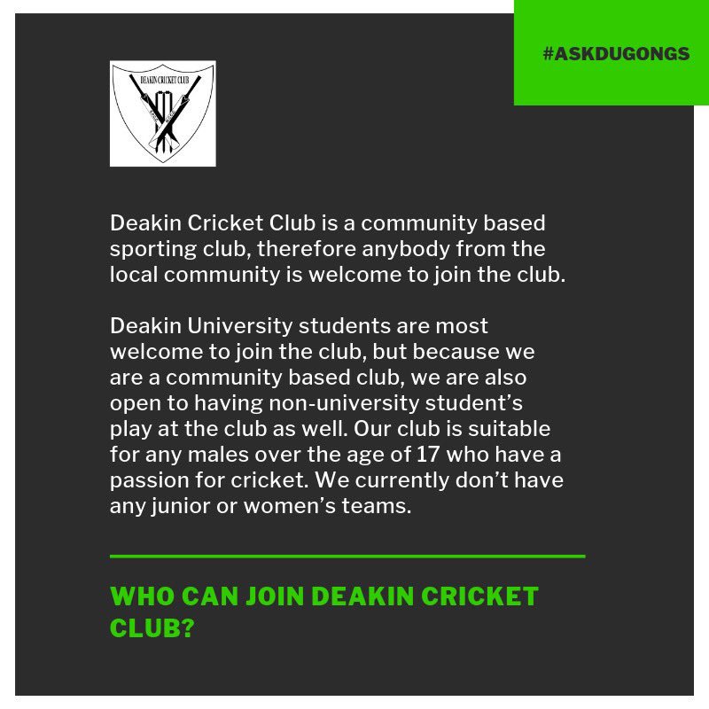 #AskDugongs - Who can join Deakin Cricket Club? #deakincc #newdugongs #dugongs2019 #joindcc