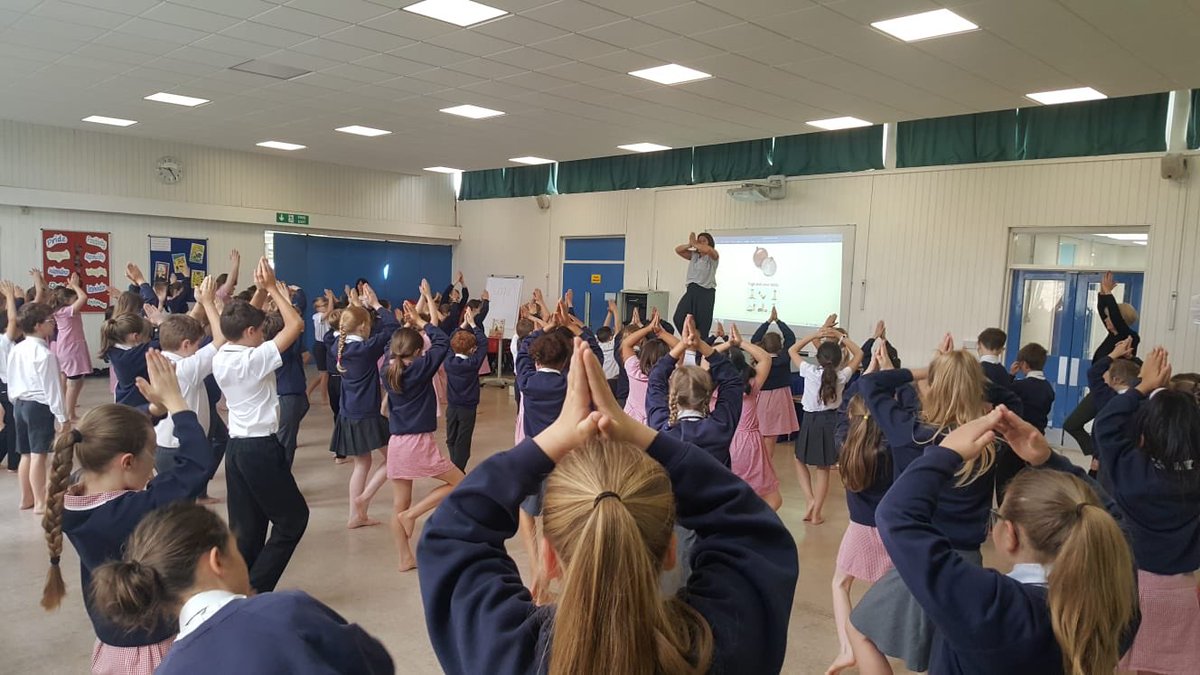 Yr3 and Yr4 taking part in yoga #feelinggoodweek
