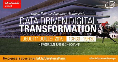 DupontOracle's tweet image. L’événement Oracle Systems Advantage Forum arrive à l’Hippodrome de ParisLongchamp le 11 Juillet 🏇 Avec la présence d&apos;Amit Kanda, VP Product Management, pour sa keynote «New #Technology Architecture: #Data Driven Technology» ✍ bit.ly/OsystemsParis   #OracleSystemsAdvantage