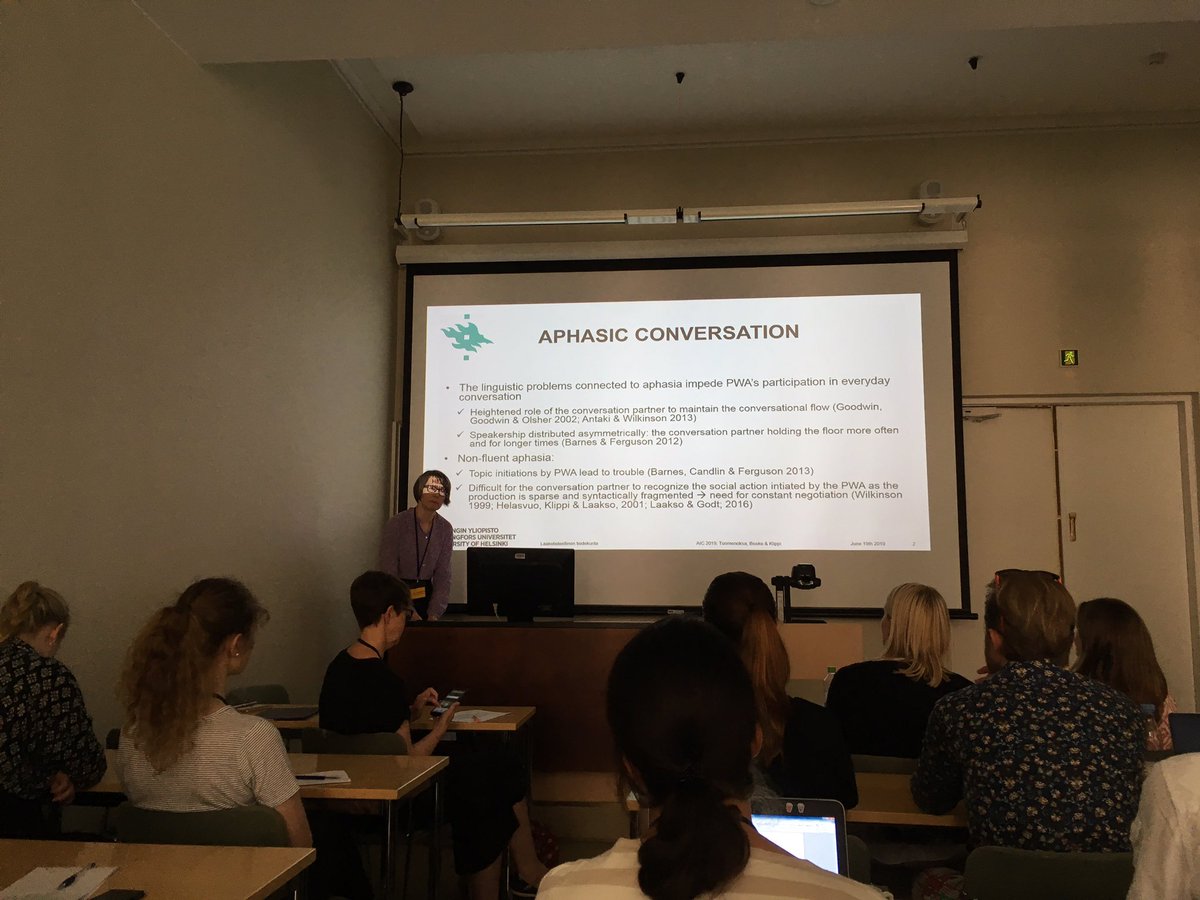 Improving everyday talk is the ultimate aim of speech &amp; language therapy with ppl with Aphasia, 2 do this we need 2 understand how their conversations work says <a href="/AstaTuo/">Asta Tuomenoksa</a>, who’s #phd seeks to improve our knowledge about these conversations <a href="/BCAphasia/">Better Conversations Lab</a> <a href="/2019Atypical/">Atypical Interaction Conference 2019</a> #Atypical2019