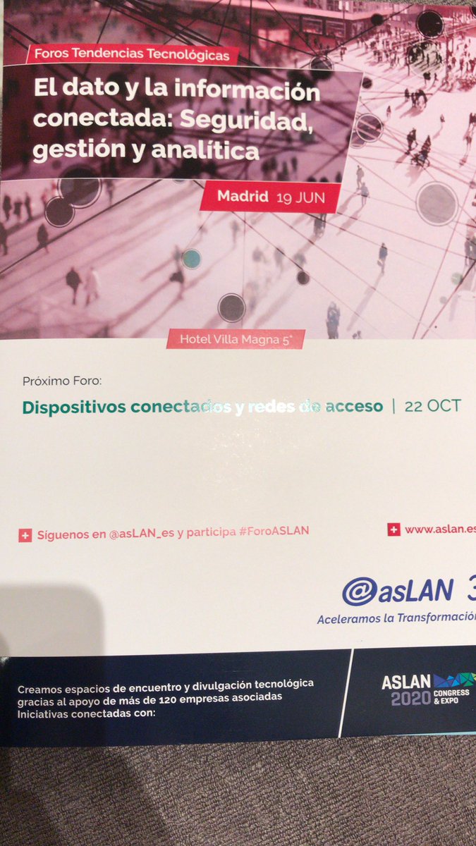 santialonso1981's tweet image. Foro especializado: “Seguridad Gestión y Analítica en el dato la información conectada” #ForoASLAN #indea 👨🏻‍💻