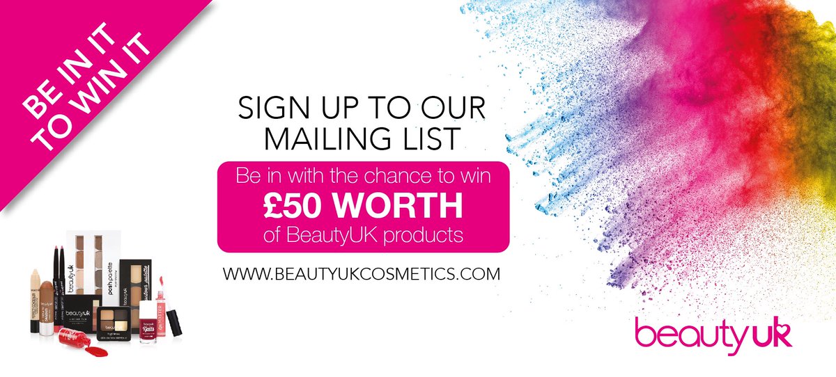 Have you signed up to our mailing list yet? If not, head over to beautyukcosmetics.com for your chance to win £50 of our wonderful cosmetics