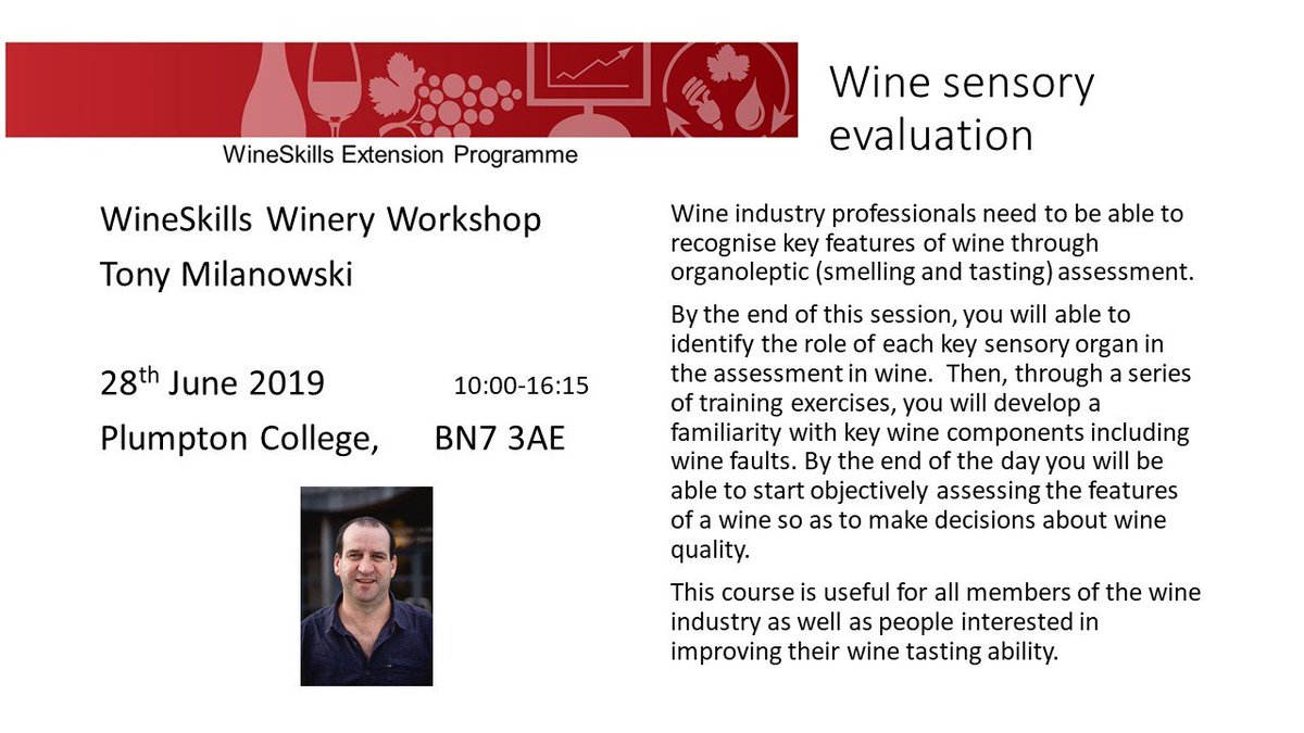 WineSkills's tweet photo. Last chance to book 
@wineskills Wine sensory evaluation 
28.6.19
@PlumptonCollege
https://t.co/eAGiEgsZOE https://t.co/gCBda8OVLk