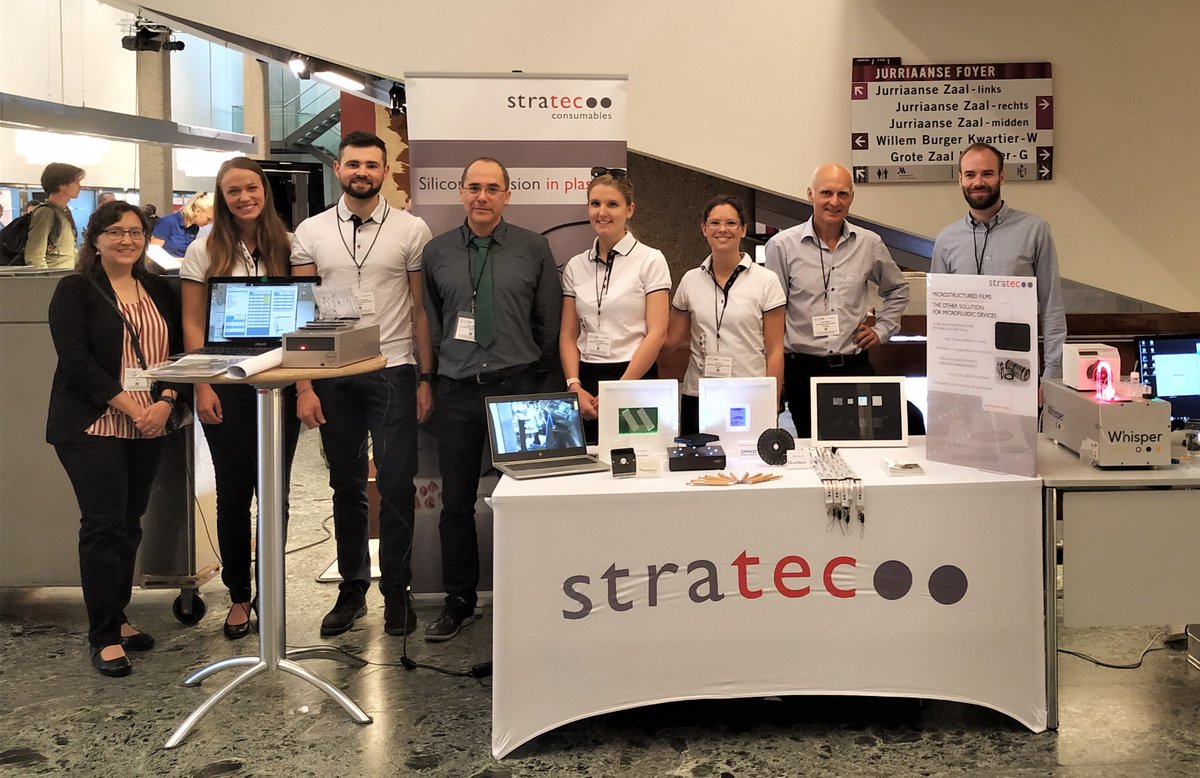 cobiophad's tweet photo. UPV members at the booth of STRATEC. 
Presentation of our COBIOPHAD system: In vitro immediate drug allergy diagnosis 
Lab-on-a-chip &amp; Microfluidics 2019 (Rotterdam)
@COBIOPHAD #invitro #betalactam #allergies @Photonics21 https://t.co/sZ6amdhJXi