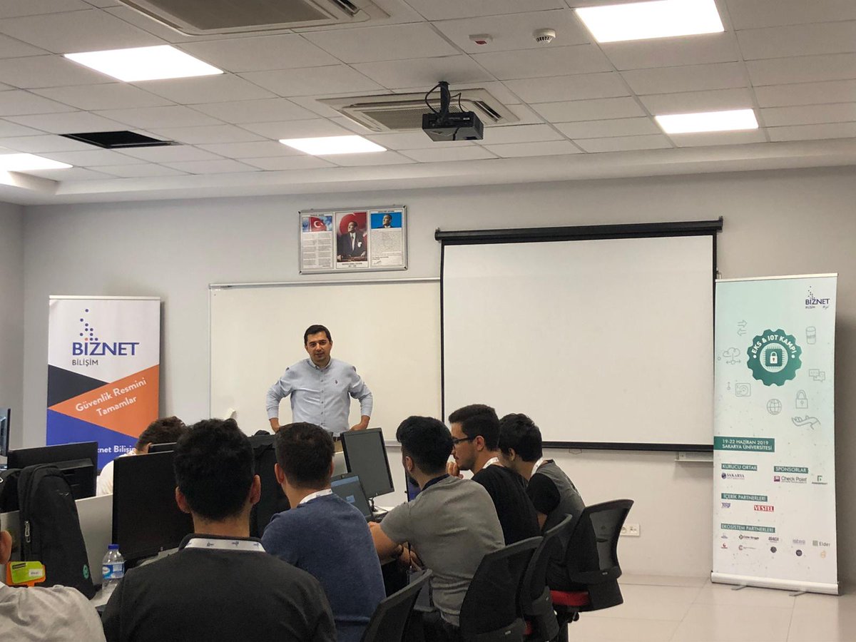 Cyberwise_TR's tweet photo. EKS &amp; IoT Siber Güvenlik Kampımıza Biznet Bilişim'den Deniz Çevik ve Sakarya Üniversitesi'nden Doç. Dr. İbrahim Özçelik'in açılış konuşmaları ile başladık. https://t.co/nd2LeJPEb0