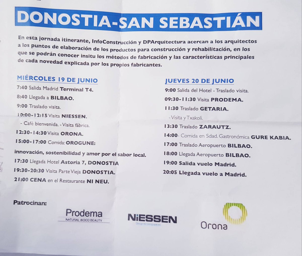 infoconstru's tweet photo. 🔹️En esta Jornada Itinerante visitaremos empresas como Niessen @Niessen_ES , Prodema @Prodema_com y Orona #Orona que nos enseñaran insitu los métodos de fabricación y las novedades explicadas por los propios fabricantes 
#jornadasinfoconstruccion  #Arquitectura  #construccion https://t.co/VVshHW2ejG