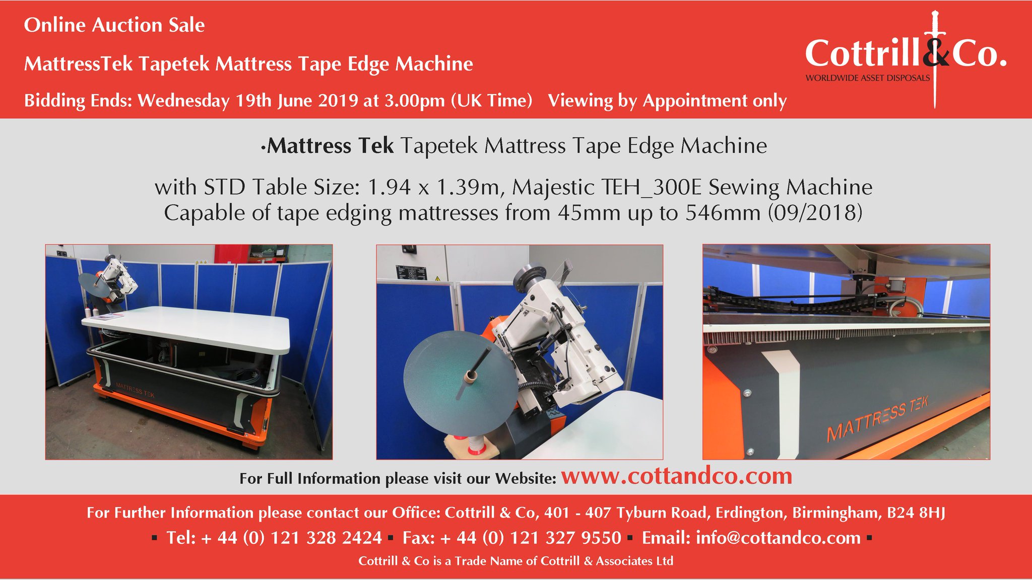Cottrill Co Twitterissa Online Auction Sale Wednesday 19th June 19 Mattress Tek Tapetek Mattress Tape Edge Machine Ukmfg Textile Textiles Usedmachines Manufacturinguk Link To Auction T Co Rtdrnjehgq T Co Guxtj9ecjf