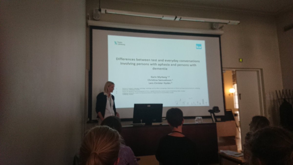 Next up: Karin Myrberg on Assessments in standardized tests vs everyday conversation for people with aphasia or dementia #Atypical2019
