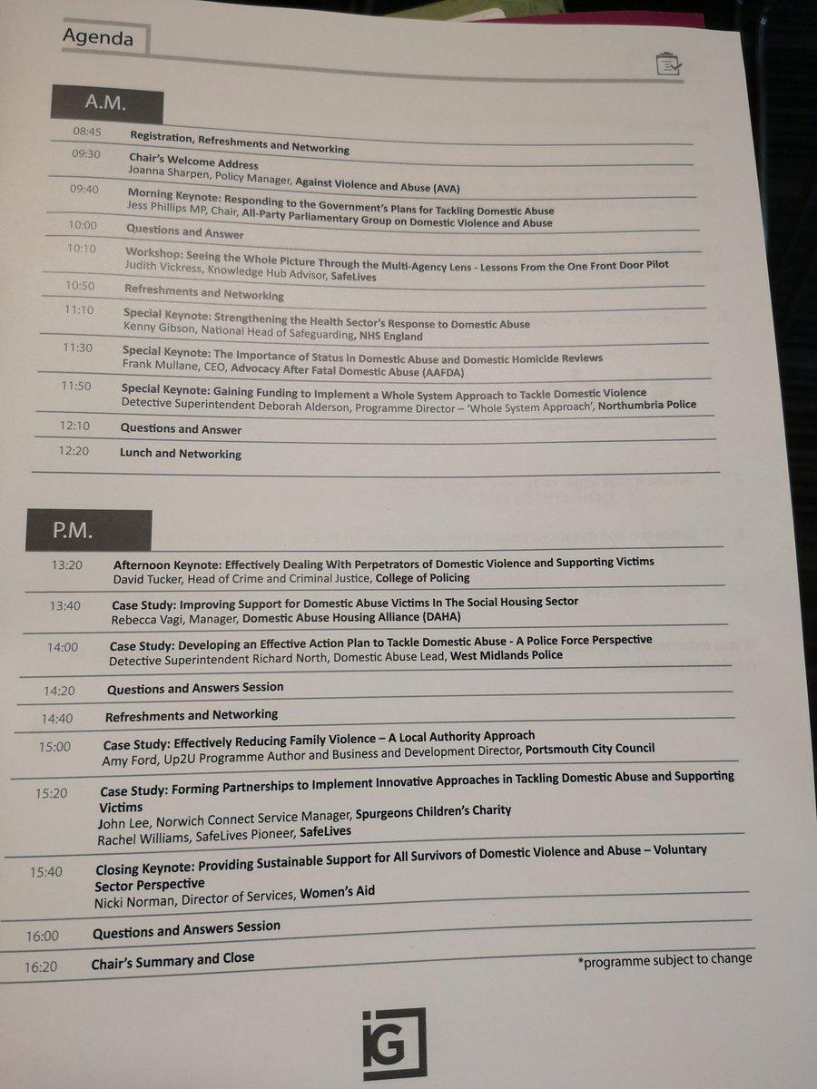 Looking forward to a really informative day, sharing ideas and learning how we can all help tackle domestic violence and abuse. Very powerful speech by <a href="/jessphillips/">Jess Phillips</a> #igdomesticabuse