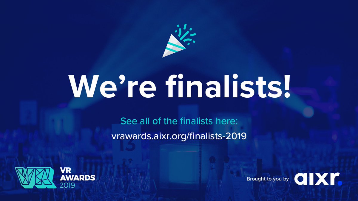 Curfew: Join The Race is a finalist in the VR Experience Of The Year category for the #VRAwards. Whoop! 👏🎊 
Congrats to all the other finalists 🎉

vrawards.aixr.org/finalist-2019/

<a href="/VRAwards/">AIXR XR Awards</a> #VRAwards
<a href="/SkyUK/">Sky</a> <a href="/CurfewSeries/">Curfew</a> @endemolshineuk