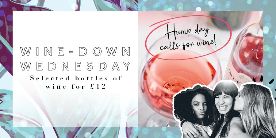 Wednesday's are wine days. Enjoy a bottle of wine for £12 all day on Wednesday. #wineoclock #humpday #slugandlettuce #winning