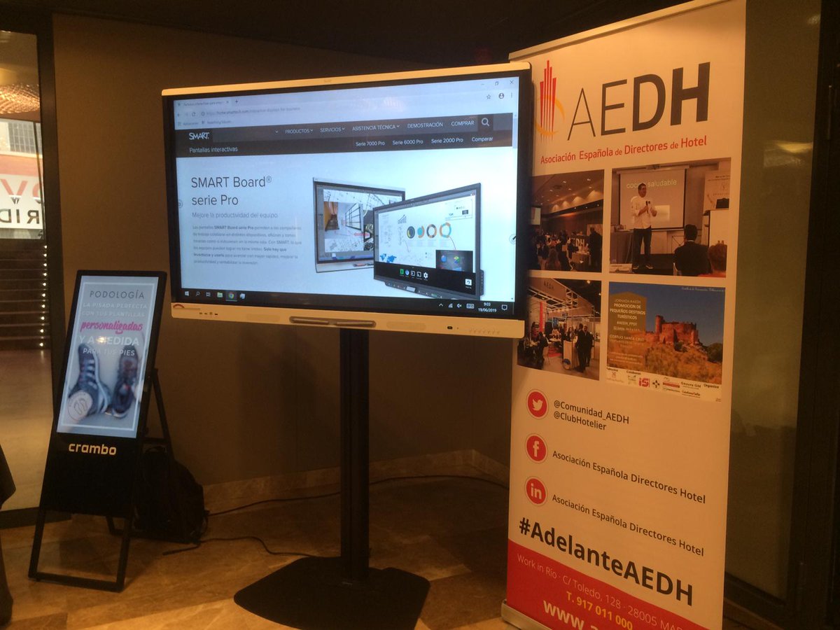 cramboEU's tweet photo. Ya estamos inmersos en la jornada #AedhySalud organizada por @AEDH_MADRID en el @NovotelMCenter. @cramboEU participa mostrando algunas de las soluciones más punteras @SMART_Tech #MX65 #posterdigital Nos vemos! https://t.co/1SfEOGlTdA #somostech https://t.co/OhXsCCKKwI