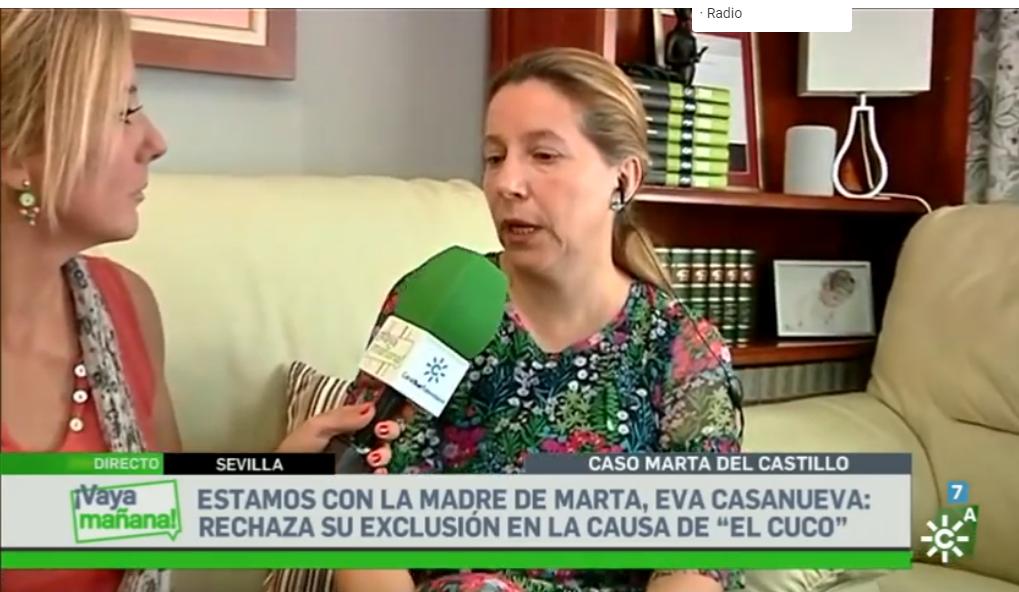 Hablamos con la madre de Marta del Castillo tras conocer su exclusión como acusación particular del juicio "El Cuco" <a href="/vayamananacstv/">¡Vaya Mañana!</a> <a href="/fdlaguardia/">FernandoDdelaGuardia</a> <a href="/Inesporro/">InesPorro</a> <a href="/hachecristina/">cristina hache</a> <a href="/canalsur/">CanalSur</a>