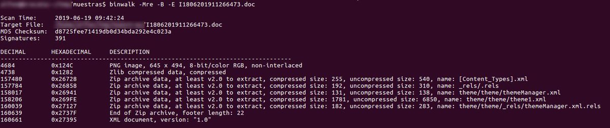 seguridadyredes's tweet image. #TrasteaTontenado con binwalk/bbcrack/exiftool

#binwalk -Mre -B -E I1806201911266473.doc
#exiftool -a -v -ee -uU -g2  I1806201980891123.doc
#bbcrack.py -l1 I1806201980891123.doc