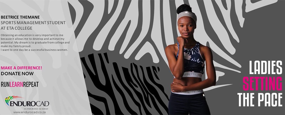Endurocad's tweet photo. “Ladies Setting the Pace” campaign for this year's @CTMarathon aims to raise funds to create more educational opportunities to help our young women succeed in business & sport.
Click on this link to read more
https://t.co/znhJfCIWpo
#runlearnrepeat #zebraprint #education https://t.co/W1Ij0DR6Dq