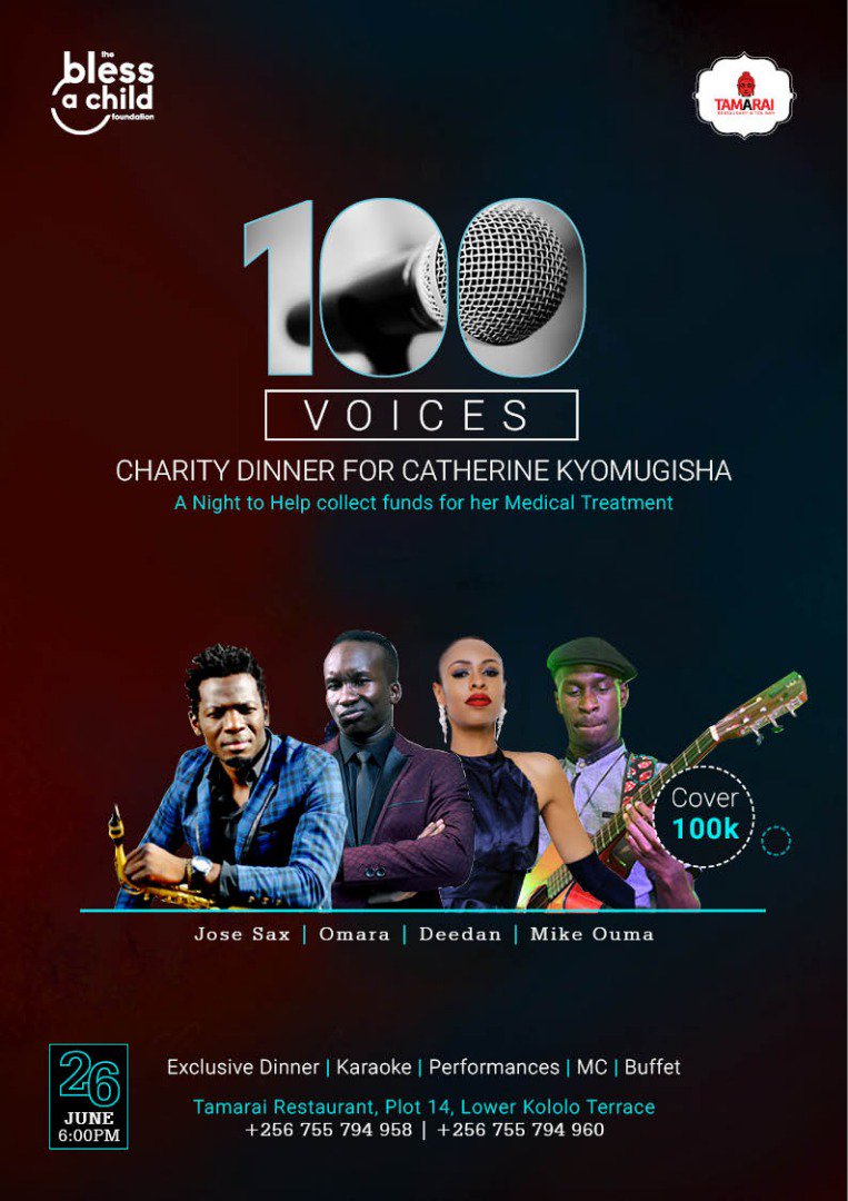 BCFUganda's tweet photo. One week to the 100 Voices Charity Dinner for Cathy at @TamaraiThai on Jun 26. Tickets are now UGX100K. Performances by #JoseSax #Omara #MikeOuma and @missdeedan. Info: +256 (0)755 794958 / (0)755 794960
#fightcancer #fundraiser #giveback #charity #supportthecause #kampalafun https://t.co/gXqEaS4Q8u