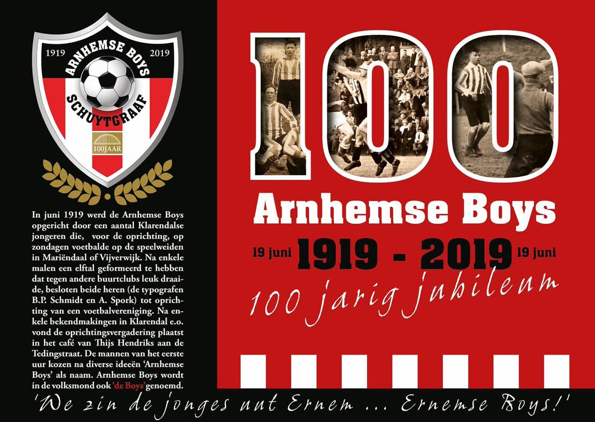 Vandaag is onze verjaardag, vandaag bestaan we officieel 100 jaar. Een #Eeuw Arnhemse Boys! #Jubileum #Gefeliciteerd #Feest