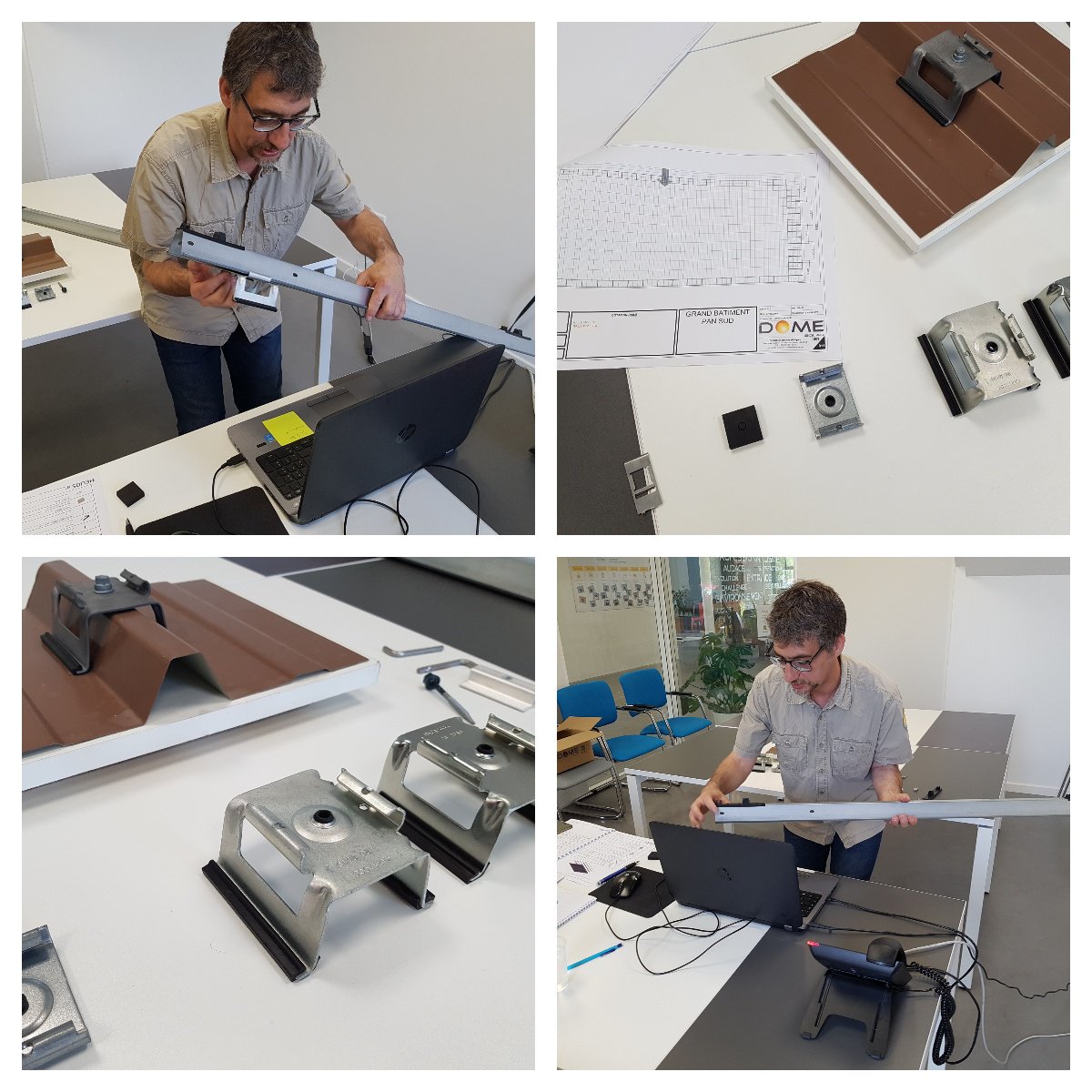 DOMESOLAR's tweet photo. Ce matin chez Dome Solar, Stéphane du Bureau d’Etudes dispense une formation individualisée à la pose du système de fixation Hélios B² via Skype ! 👥💻💬
#PV #bacacier #panneausandwich https://t.co/C2y00sk9kM