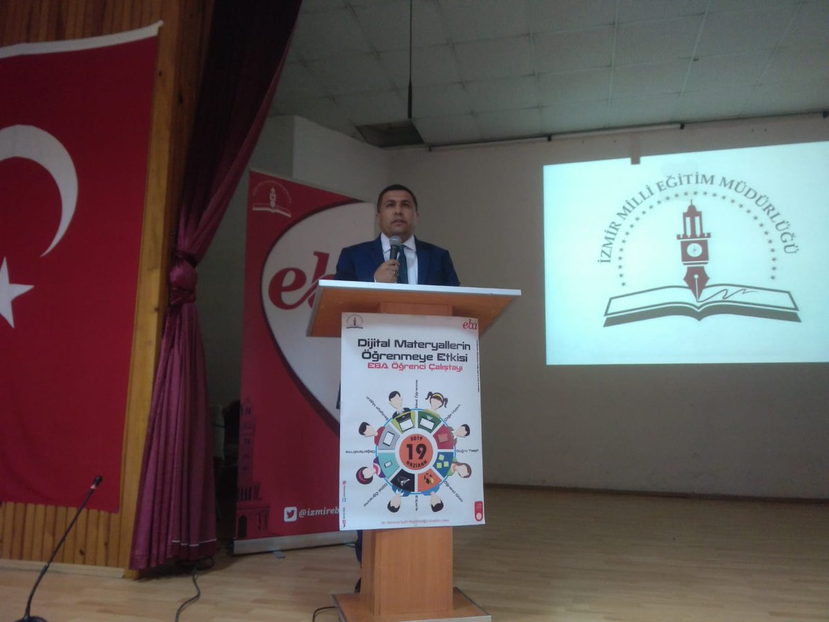 izmireba's tweet photo. #EbaÖğrenciÇalıştayı açılışında konuşan İl Milli Eğitim Müdür Yardımcımız @hyazar42 "Tükettikçe değil, ürettikçe mutlu olan bir nesil hedefimize doğru ilerlerken, öğrencilerimizin beklenti ve ihtiyaç analizini yapmaktayız."
@tcmeb @ziyaselcuk @yahsiomer @egitimbilisim #Eğitim2023 https://t.co/GEKgtXyrqV