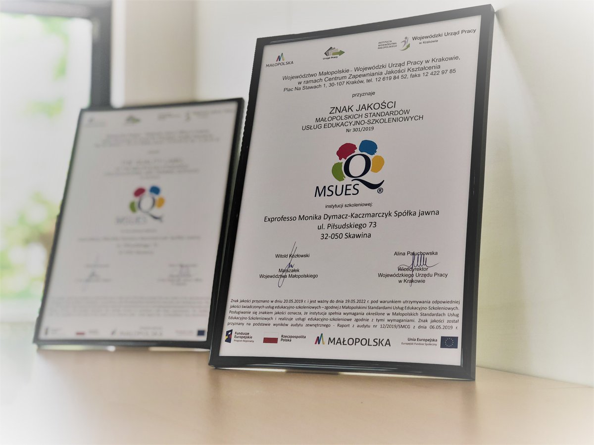 Bardzo miło nam poinformować, że firma <a href="/exprofessopl/">Exprofesso</a> uzyskała certyfikat Znaku Jakości MSUES 😊 Co to oznacza w praktyce dla naszych Klientów? Sprawdźcie! 👉 exprofesso.pl/exprofesso-z-c…
#exprofesso #teambuilding #grybiznesowe #szkolenia #eventy #certyfikat #znakjakościmsues #BUR