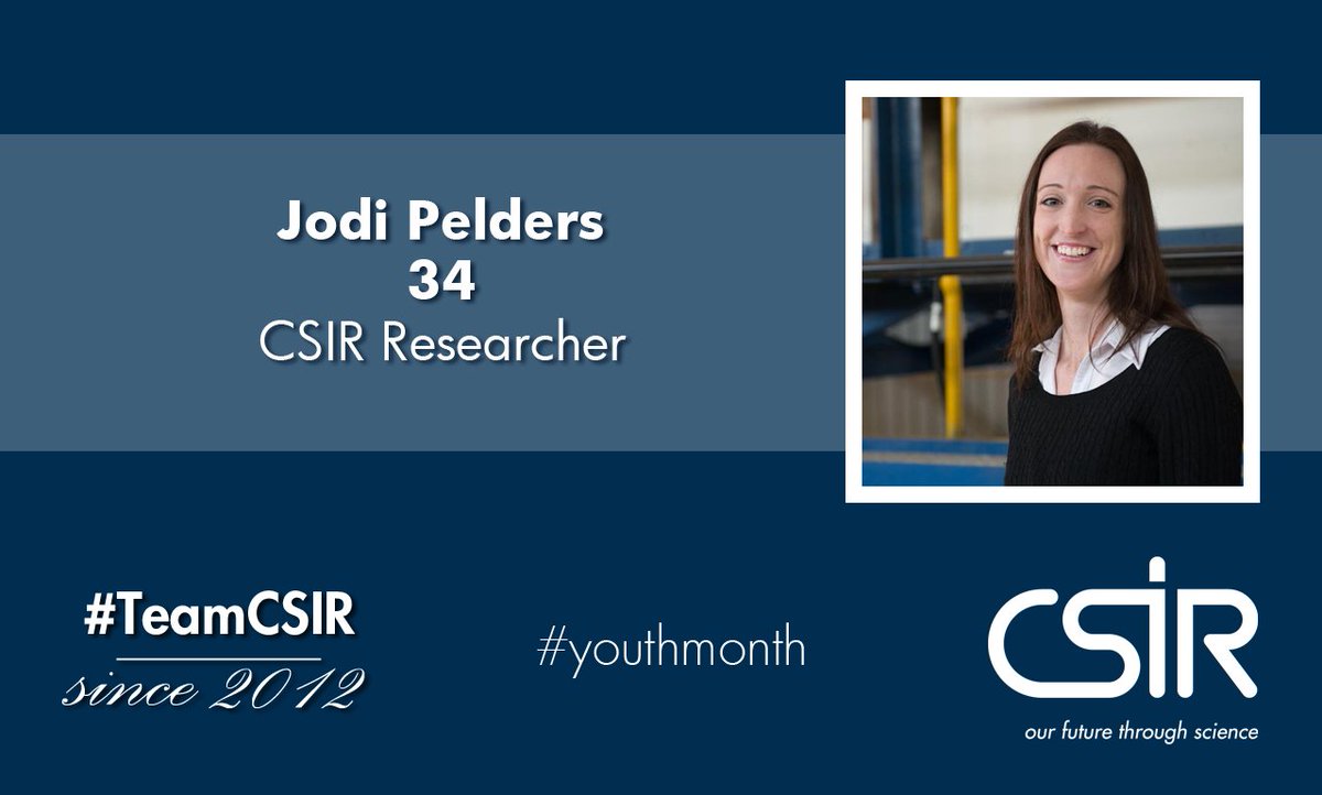 CSIR's tweet photo. Meet #CSIR Researcher Jodi Pelders. Jodi has been part of #TeamCSIR since 2012 when she joined as an intern and completed her MSc in Ergonomics from Rhodes University. She is currently completing her PhD in Public Health at Wits. Your future is bright Jodi! #YouthMonth #ItsMyCSIR https://t.co/NMTmZvu4Pj