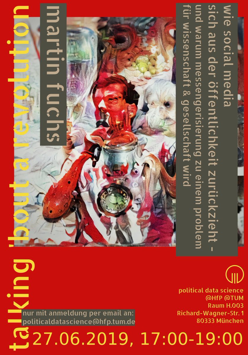 SimonHegelich's tweet image. Nächste Woche Donnerstag ist der @wahl_beobachter zu Gast im #PoliticalDataScience Kolloquium. Es gibt viel zu diskutieren über die #Messengerisierung. Das wird richtig spannend! Die Plätze sind sehr begrenzt. Teilnahme daher nur mit Anmeldung an politicaldatascience@hfp.tum.de.